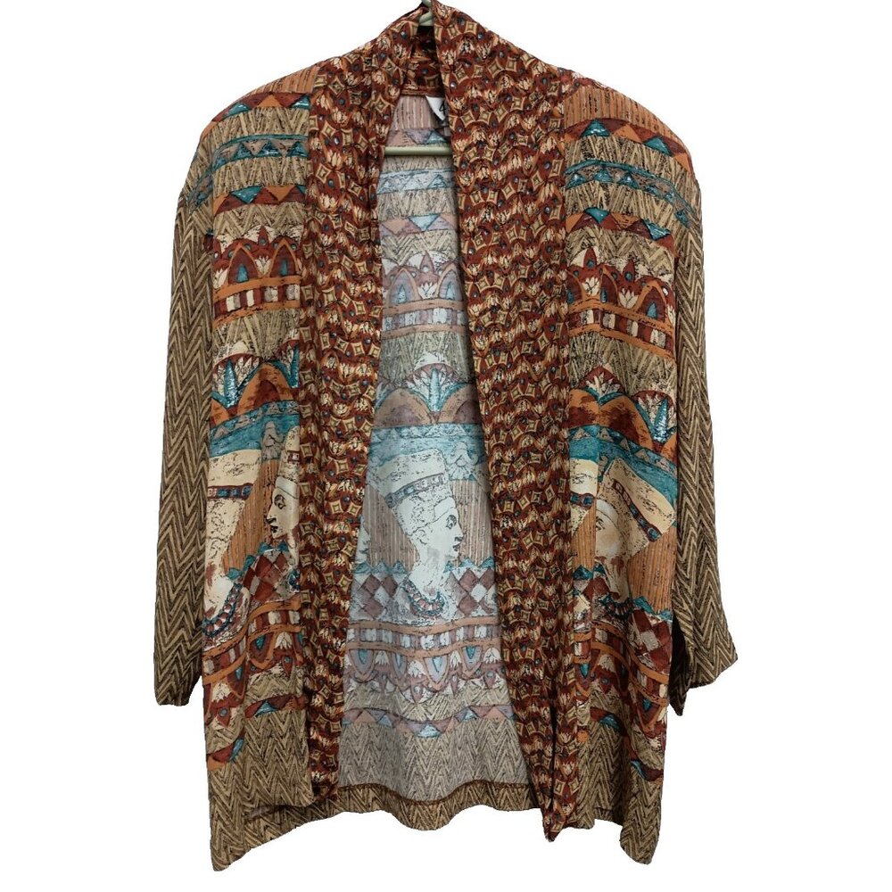 Vintage A. K. F. New York Womens Artsy Jacket Small Nefertiti Egyptian Tribal